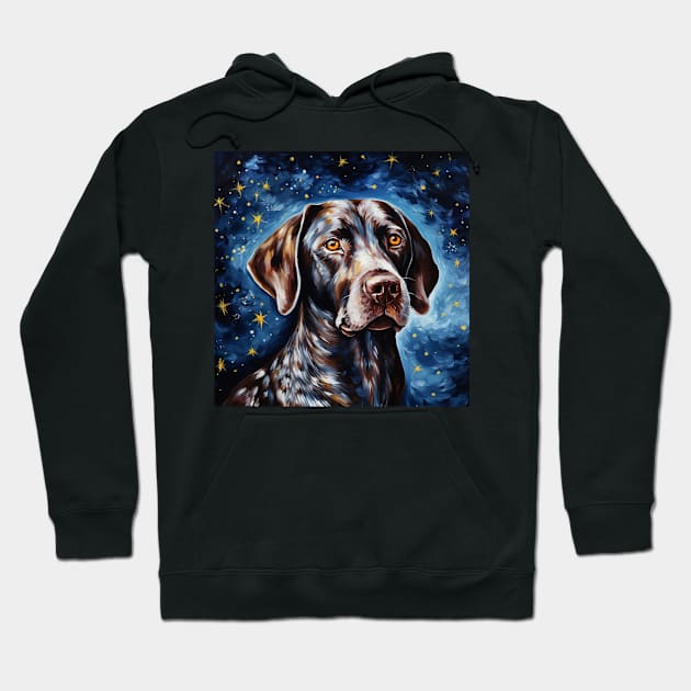 Black English Pointer painted in Starry Night style Hoodie by NatashaCuteShop